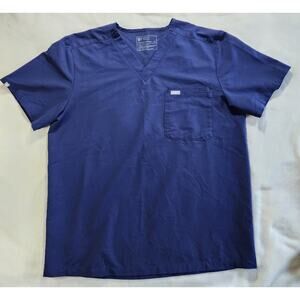 FIGS Men's Size XL Technical Collection Scrub Top FM1500 Navy Blue Three Pocket